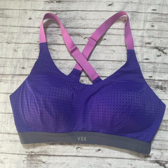 Victoria's Secret Other - Victoria Secret  VSX Purple Cross Back Lightweight Sports Bra Sz 32D Wireless
